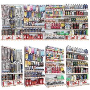 现代展示架 货架 商品 汽车配件 毛巾 灭火器 雨刷器